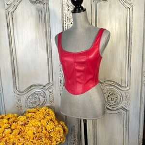 Sincerely Jules NWT Raspberry Faux Leather Corset Victorian Edwardian Cottage
